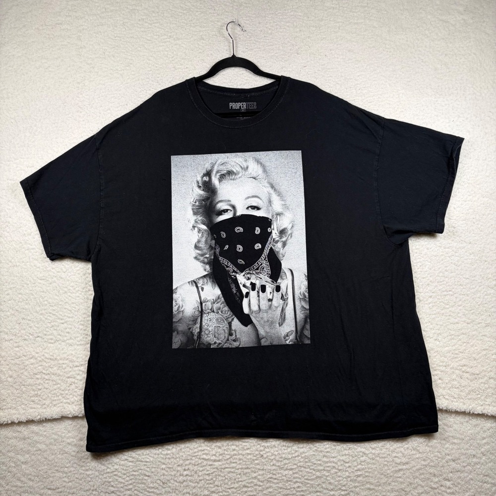 Propertees Marilyn Monroe Bandana Graphic Tee Mens Streetwear 4X Black Urban